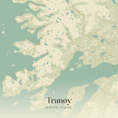 Vintage map of Tranøy, Norway.
