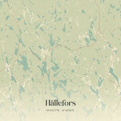 Vintage map of H�llefors, Sweden. 