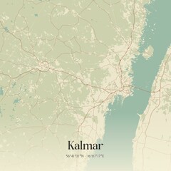 Vintage map of Kalmar, Sweden.  © Rezona