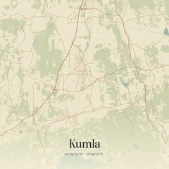 Vintage map of Kumla, Sweden. 