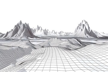 Abstract landscape background. Cyberspace grid. 3d technology illustration