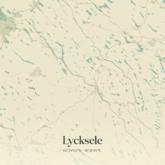 Vintage map of Lycksele, Sweden. 