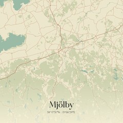 Obraz premium Vintage map of Mj�lby, Sweden. 