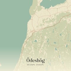 Fototapeta premium Vintage map of �desh�g, Sweden. 