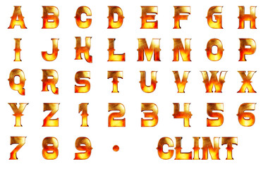 Fototapeta premium Clint cowboy gold alphabet - 3D Illustration