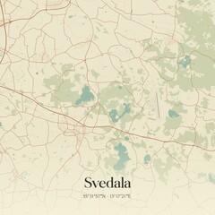 Vintage map of Svedala, Sweden. 