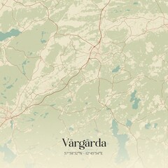 Vintage map of V�rg�rda, Sweden. 