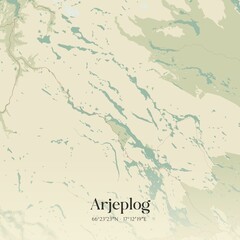 Vintage map of Arjeplog, Sweden. 
