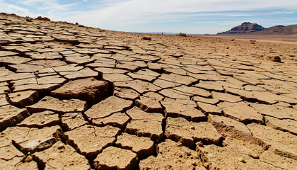 Cracked dried earth in the desert -, masterpiece, with white tones