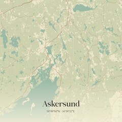 Vintage map of Askersund, Sweden. 