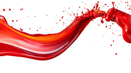 Dynamic red ink splash in liquid swirling motion against white background cinematic view.
