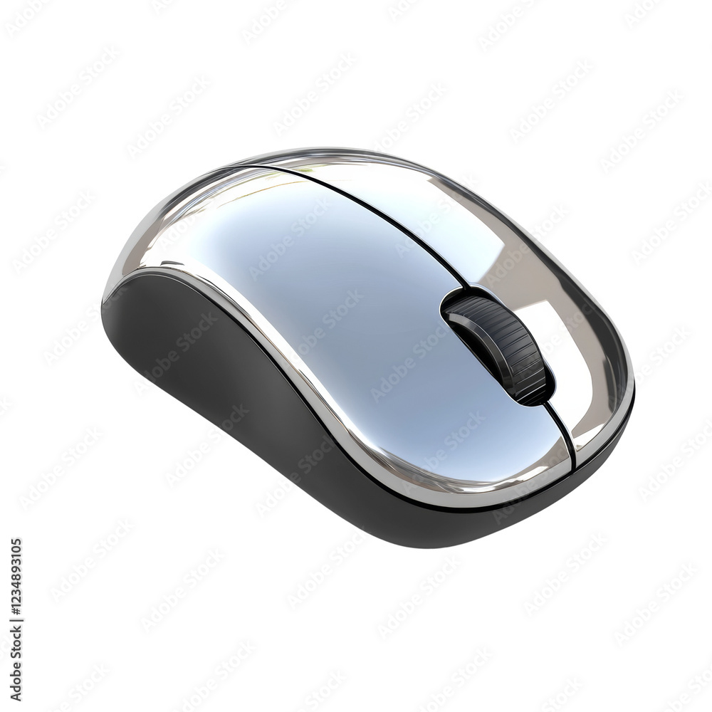 Aufkleber A modern stylish chrome wireless computer mouse is shown in a three dimensional digital rendering against a black background.
