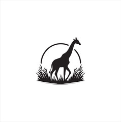 Black silhouette giraffe vector