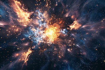 Fototapeta premium Abstract space background with nebula, stars and galaxies. Fantasy fractal design.