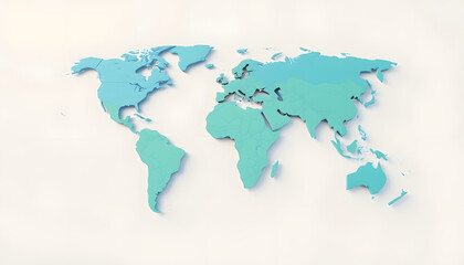 Globe Earth World Planet Map Blue Green Geography European Africa Asia Continent 3d illustration render digital rendering, papercraft, with white tones