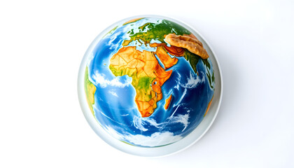 Globe on a plate. The concept of hunger and food security of the planet, with white tones