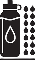 Silhouette vector icon of a hydration tracker. Simple black EPS graphic representing water intake, fitness, health monitoring, wellness, and daily hydration goals.