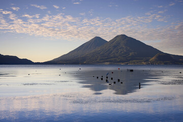 Lake Atitlan with its Volcanoes in Guatemala