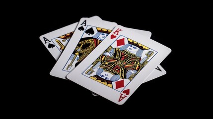 Black Jack Poker Cards With Black Background, AI generated image