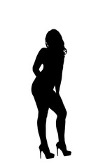 The striking silhouette of a stylish woman confidently poised in chic high heels inspires