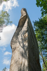 High sand stone towers in Nothern Bohemia, Adrspach and Teplice Sandstone rocks in Adrspach, Czech Republic. Famous sandstone rock towers of Adrspach and Teplice Rocks.