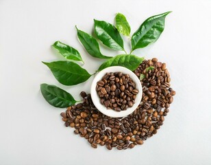 una mezcla de granos de cafe tostados con hojas de t&eacute; e infusi&oacute;n