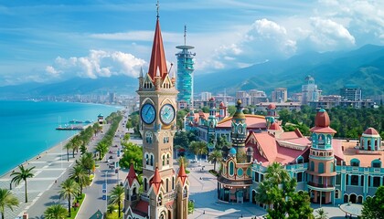 Aerial panoramic view of the city of Sochi, Russia
