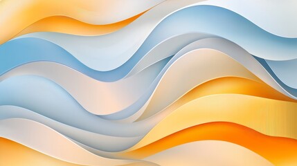 Obraz premium Abstract waves of orange, blue, and cream color flowing harmoniously, creating a soothing backdrop