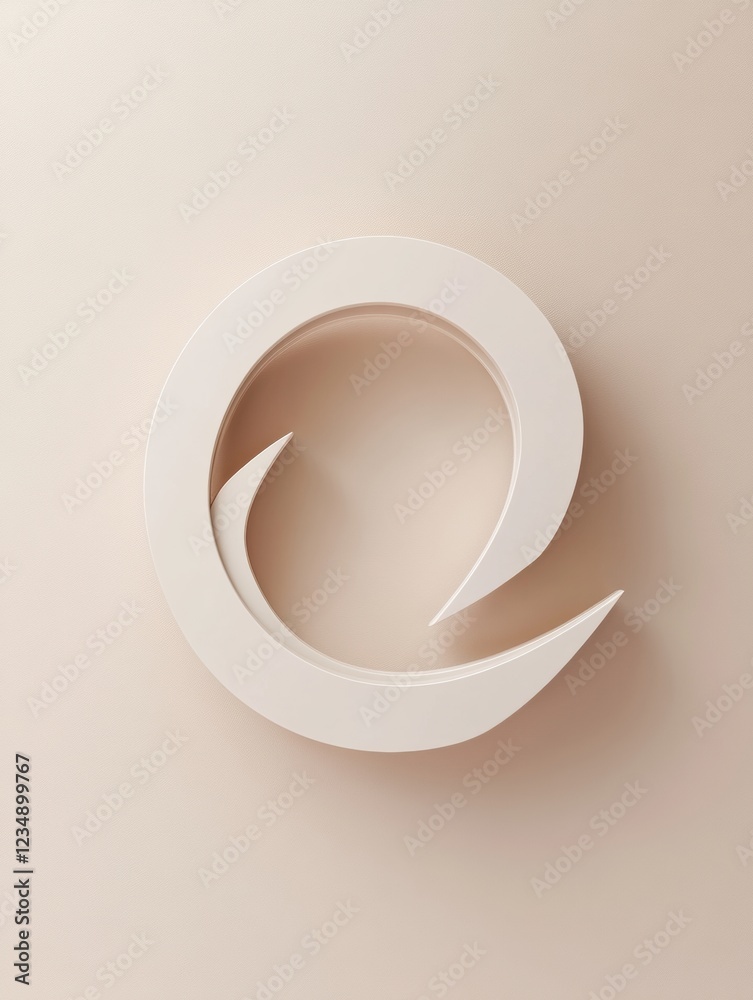 Aufkleber Elegant circular design in soft tones with curved accents highlighting simplicity and modern aesthetics. Generative AI