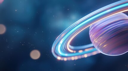 Galaxy outer space party. Vibrant depiction of a planet with rings in a cosmic setting.