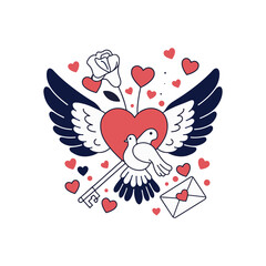 Obraz premium valentine's day celebration invitation card design element icon set illustrations