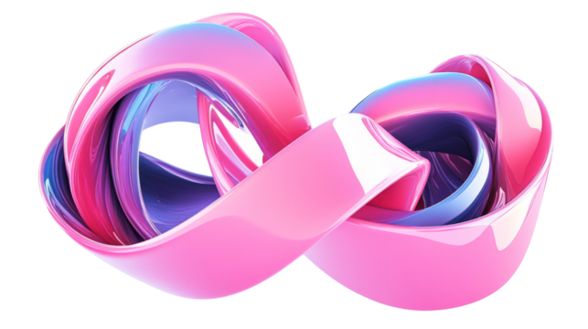 Pink and purple abstract shape intertwining on transparent background - Powered by Adobe