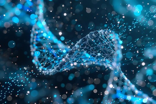 3d illustration of dna helix with binary code, abstract background - Powered by Adobe