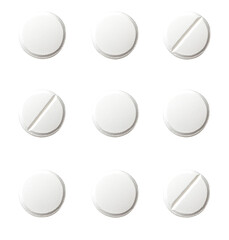 set of pills isolated on white
