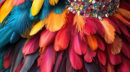 Obraz premium Vibrant Feather Arrangement with Sparkling Details