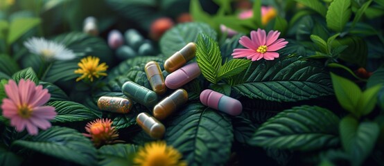 alternative herb medicine. herbal vitamin on white background.