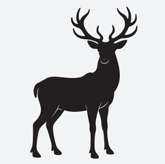 regal stag silhouette vector art illustration, deer silhouette vector,