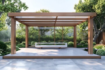 3D rendering of a modern living room in a tropical house.