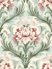 Elegant floral wallpaper design featuring intricate patterns in soft pastel color, ideal for interior decor