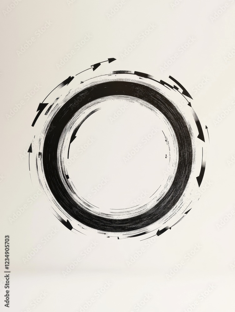 Aufkleber abstract circular pattern with dynamic brush strokes and arrows on a plain background showcasing art