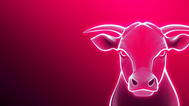 Line art single line drawing of a majestic ox on a vibrant background - A stunning illustration featuring a majestic ox, symbolizing strength, prosperity, determination