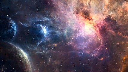 Obraz premium Cosmic Inferno - Fiery, Dramatic, Celestial Landscape