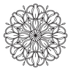 A unique floral mandala with alternating bold black and white patterns.