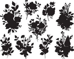 Set flowers. Hand drawn vector illustration