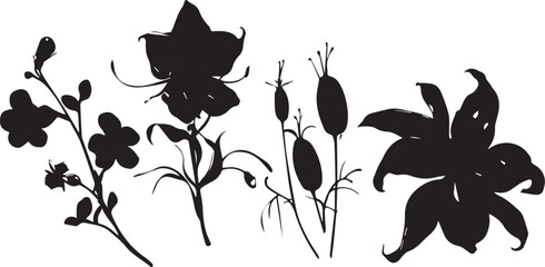 Set flowers. Hand drawn vector illustration