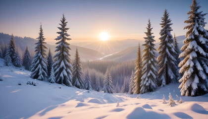 Fototapeta premium Picturesque Landscape Mountains Winter Nature Tranquil Scenery