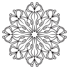 A modern, bold silhouette of a mandala composed entirely of floral elements. The mandala is set against