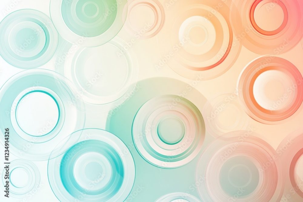 Poster Abstract design featuring colorful circles in soft pastel tones on a light background. Generative AI
