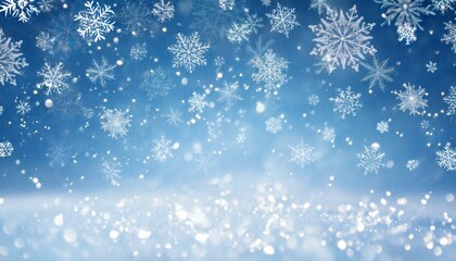 wintry weather animation snowfall on light blue background with white snowflakes for christmas celebrations and holiday decor