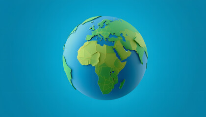 Globe Earth World Planet Map Blue Green Geography European Africa Asia Continent 3d illustration render digital rendering, origami, with white tones